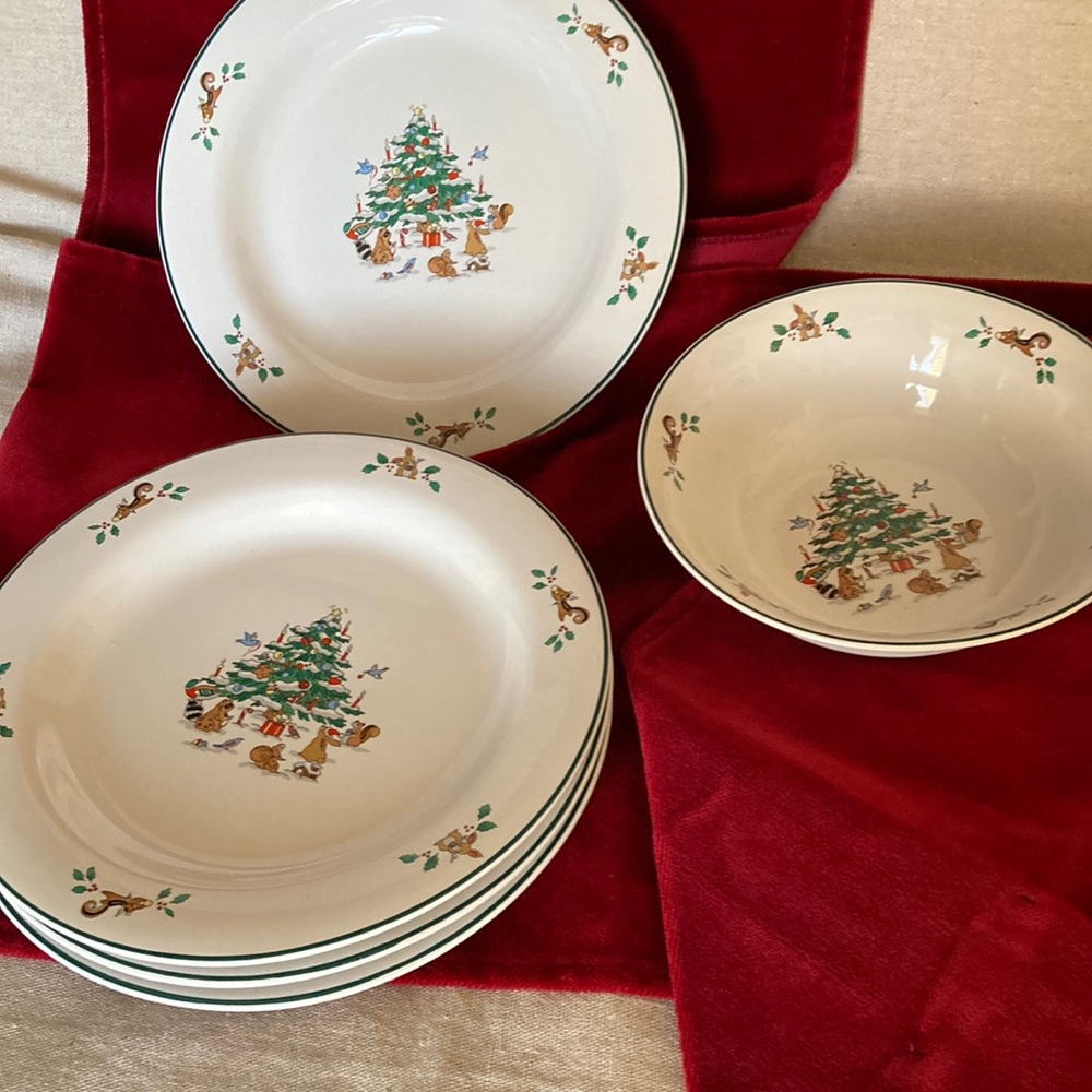 Ming Pao 8 1/4" salad plates (set of 4) and 1 cereal bowl
